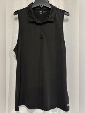 Collette Love Black Sleeveless Golf Tennis Polo Top L